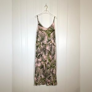 Lush Tropical Tie Back Midi Dress Medium